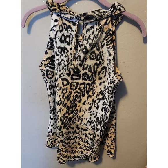 Spence Leopard Print Halter Neck Flowy sleeveless Blouse Top shell career Small - Picture 6 of 7